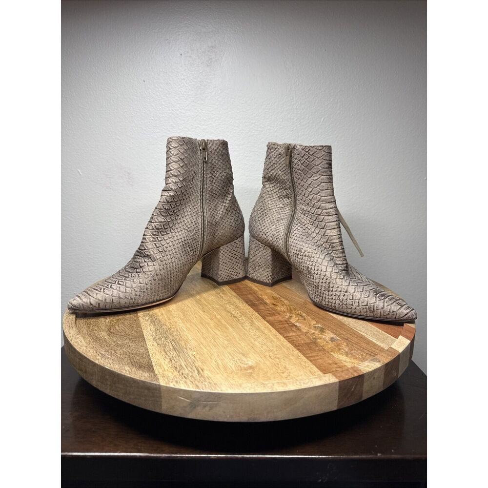 Agl Bootie Zip Up Snakeskin Pattern Block Heel Si… - image 5